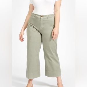 Everlane The Lightweight Wide-Leg Crop Chino light green pants